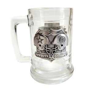 Vintage 1996 Super Bowl XXX 30 Glass Mug/Stein Dallas Cowboys Pittsburg Steelers